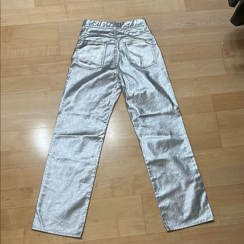 NWOT Silver Wide Leg Jeans | H&M Women’s - Halloween & Holiday Festive - Picture 4 of 6